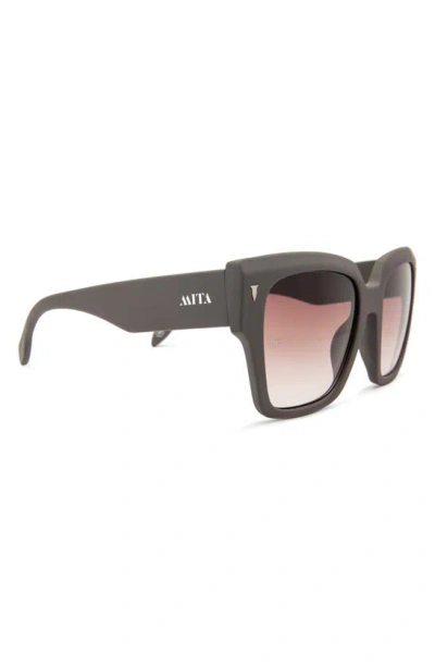 Shop Mita Sustainable Eyewear Capri 56mm Geometric Sunglasses In Matte Grey / Gradient Amber