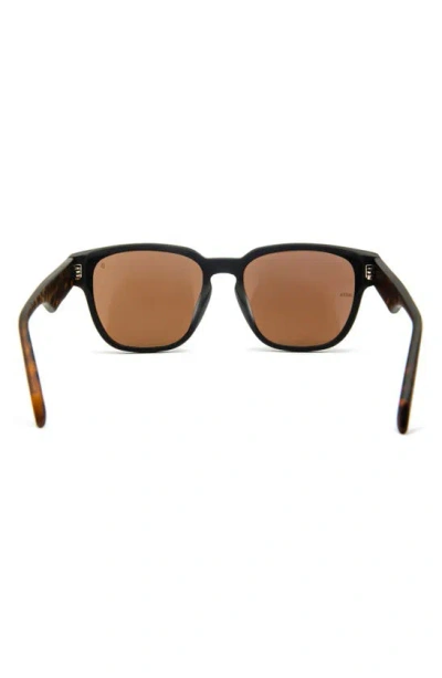 Shop Mita Sustainable Eyewear Key West 55mm Square Sunglasses In Shiny Black / Brown
