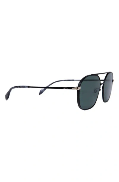 Shop Mita Sustainable Eyewear Duomo 58mm Aviator Sunglasses In Matte Black/ Green