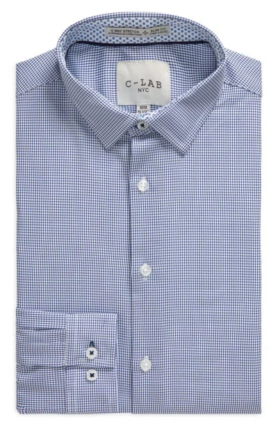 Shop C-lab Nyc Long Sleeve Slim Fit Stretch Shirt In Royal Blue