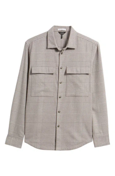 Shop Good Man Brand Stadium Cotton Shirt Jacket In Taupe Grey Check