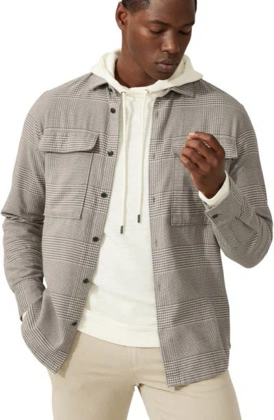 Shop Good Man Brand Stadium Cotton Shirt Jacket In Taupe Grey Check