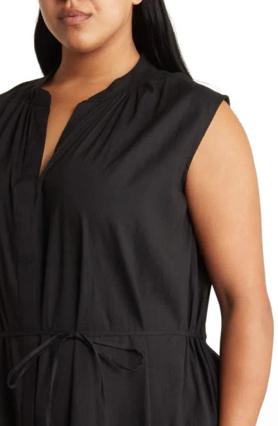 Vince Sleeveless Linen Blend Midi Dress In Black