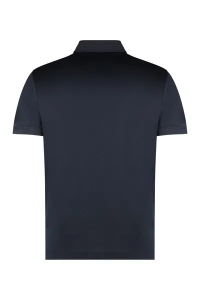 Shop Emporio Armani Cotton Blend Polo Shirt In Blue