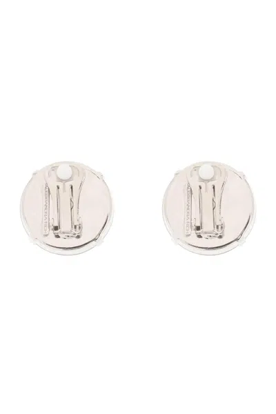 Shop Alessandra Rich Crystal Clip-on Earrings In Italian Style In Silver