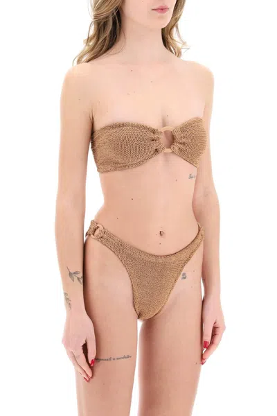 Shop Hunza G Gloria Bikini Set In Beige,metallic