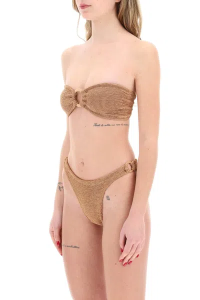Shop Hunza G Gloria Bikini Set In Beige,metallic