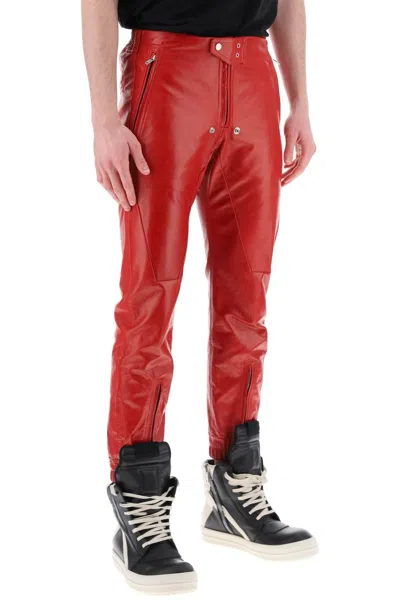 Shop Rick Owens Luxor Leather Pants For Men In Red