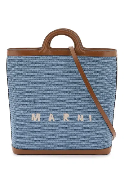 Shop Marni Tropicalia Handbag In Brown,light Blue