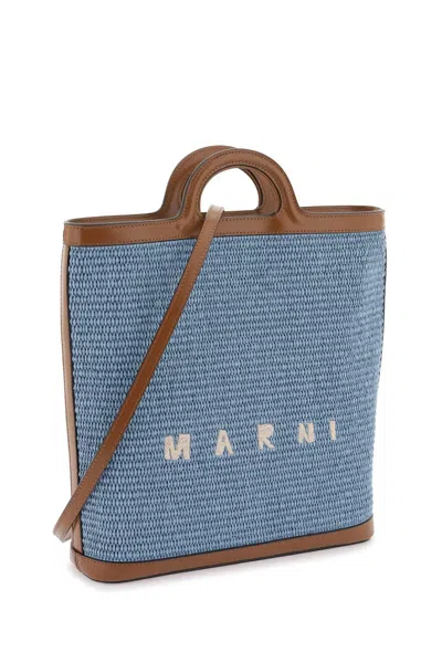 Shop Marni Tropicalia Handbag In Brown,light Blue