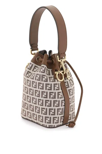 Shop Fendi Ff Fabric Jacquard Mon Tresor Mini Bag In Brown,neutro