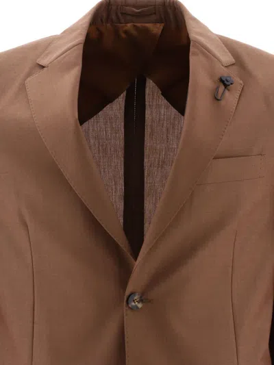 Shop Lardini Wool Blend Single-breasted Suit In Brown