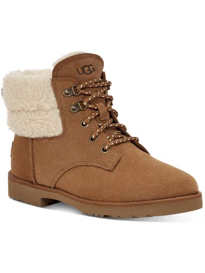 Shop Ugg Romely Heritage Lace Womens Suede Water Repellent Winter & Snow Boots In Brown