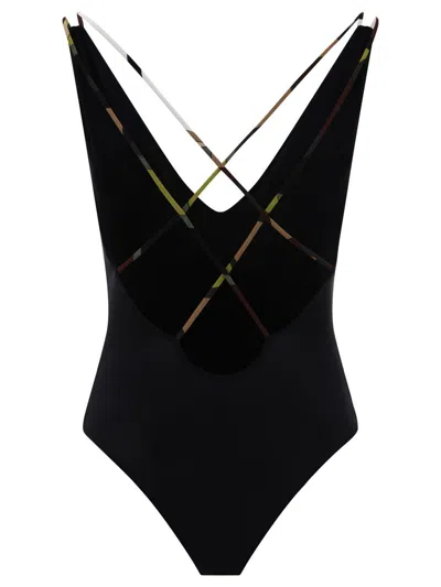 Shop Pucci Iride-print Swimsuit In Black