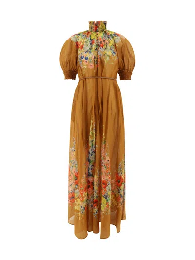 Shop Zimmermann Dresses In Tan Floral