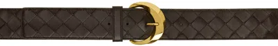 Shop Bottega Veneta Brown Essential Twist Belt In 2190 Fondant-m Brass