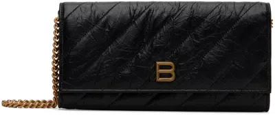 Shop Balenciaga Black Crush Wallet On Chain Quilted Bag In 1000 Black