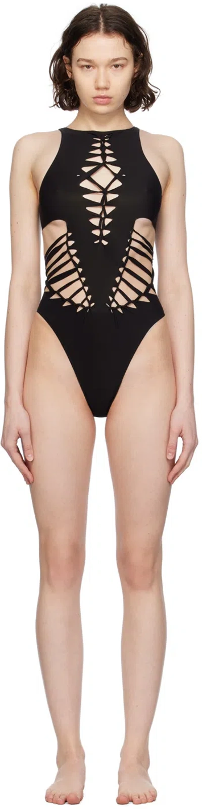 Shop Agent Provocateur Black Rayne One-piece Swimsuit In 001000 Black