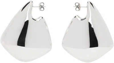 Shop Bottega Veneta Silver Large Fin Earrings In 8117 Silver