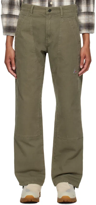 Shop Roa Khaki Panel Trousers In Grn0012
