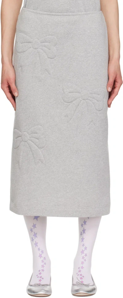 Shop Ashley Williams Gray 3d Bow Maxi Skirt In Grey Marl