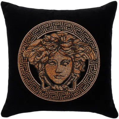 Shop Versace Black Studded Icon Cushion In Z4800