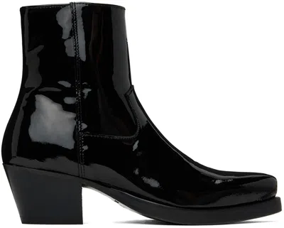 Shop Ernest W Baker Black Western Boots In Black Patent Leather