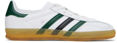 Shop Adidas Originals White Gazelle Indoor Sneakers In White/green