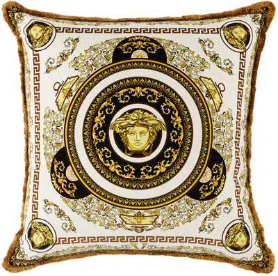 Shop Versace White & Gold Medusa Gala Double-face Cushion In Z7010