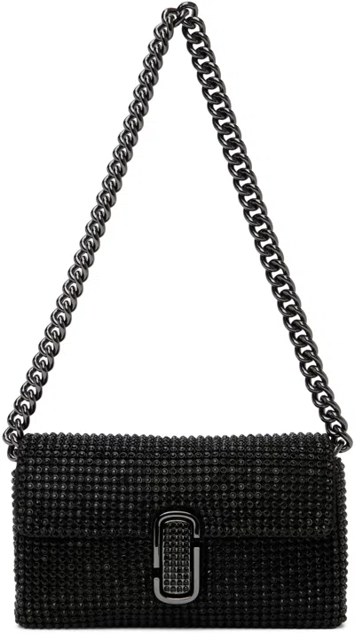 Shop Marc Jacobs Black 'the Rhinestone J Marc Mini' Shoulder Bag In 001 Black