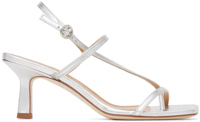Shop Aeyde Silver Elise Heeled Sandals In Laminated Silver
