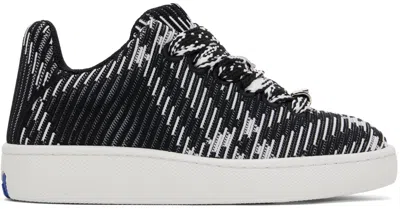 Shop Burberry Black & White Check Knit Box Sneakers In Black Ip Chk