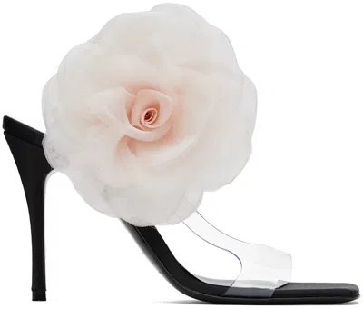 Shop Magda Butrym Black Organza Flower Heeled Sandals