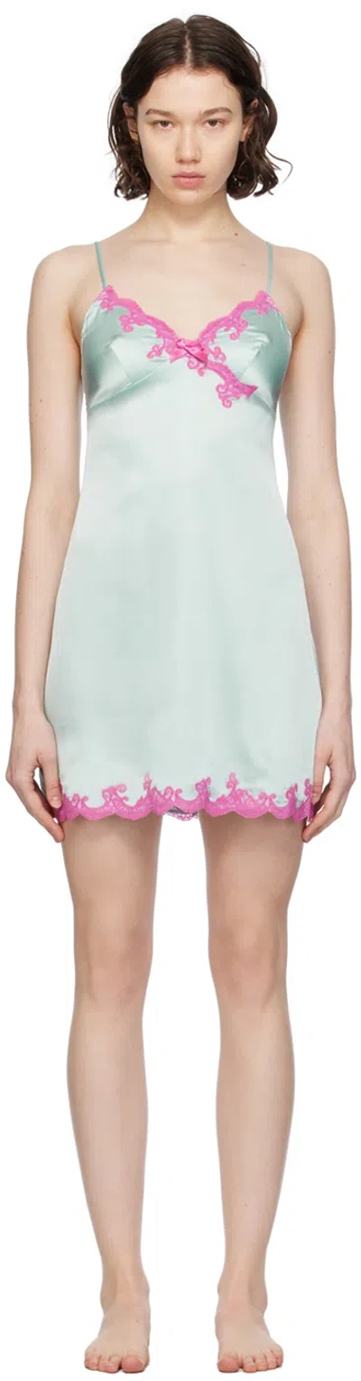 Shop Agent Provocateur Green Molly Slip Dress In 330650 Mint/pink