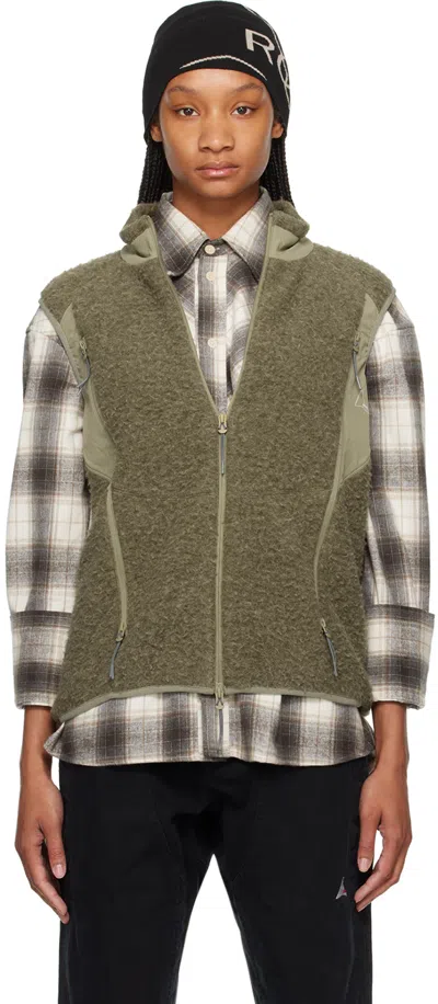 Shop Roa Khaki Paneled Vest In Grn0025