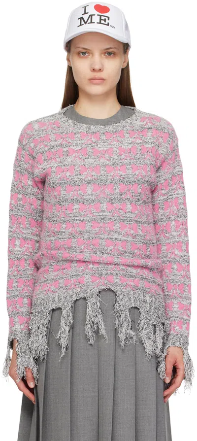 Shop Ashley Williams Multicolor Frayed Sweater In Melange/pink