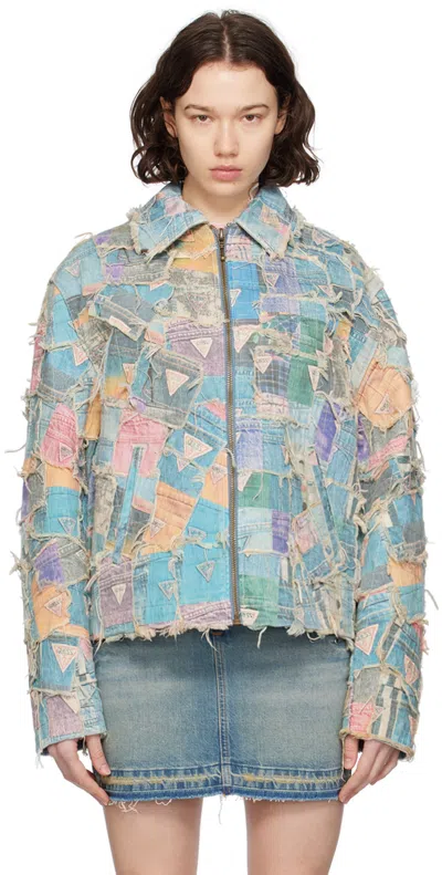 Shop Guess Usa Multicolor Quilted Denim Jacket In Fb3b Gusa Patchwork