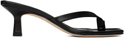 Shop Aeyde Black Wilma Heeled Sandals