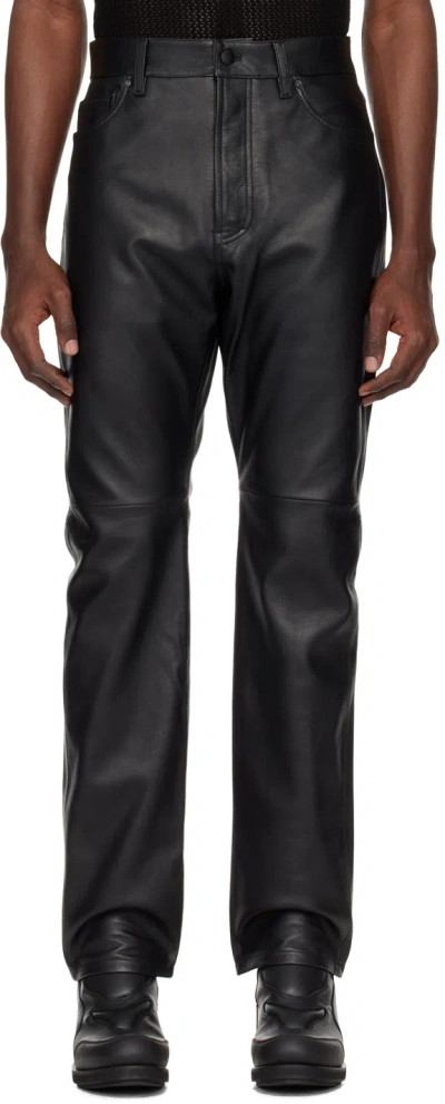 Shop 032c Black Patch Leather Pants