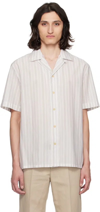 Shop Brioni Beige & Off-white Stripe Shirt In 9390 Cream/white