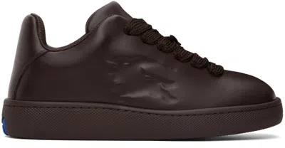 Shop Burberry Brown Leather Box Sneakers In Poison