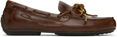 Shop Polo Ralph Lauren Tan Roberts Leather Driver Loafers In Deep Saddle Tan