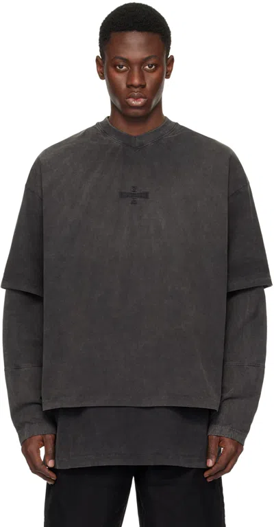 Shop 032c Gray Team Long Sleeve T-shirt In Faded Black