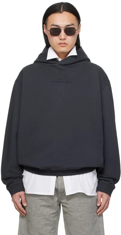 Shop Maison Margiela Gray Embroidered Hoodie In 860 Washed Black/ To