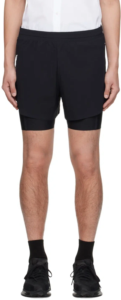 Shop Y-3 Black Layered Shorts