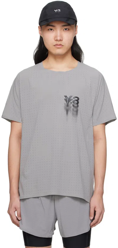 Shop Y-3 Gray Printed T-shirt In Ch Solid Grey