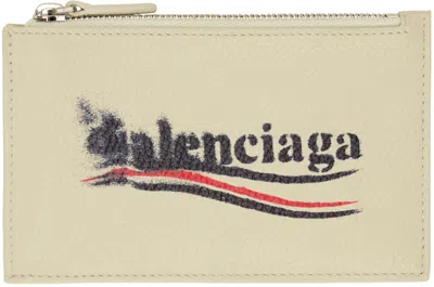 Shop Balenciaga Off-white Cash Large Long Coin & Card Holder In Ecru