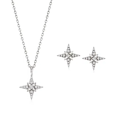 Ross-simons Diamond North Star Jewelry Set: Earrings And Pendant Necklace In Sterling Silver In Silver
