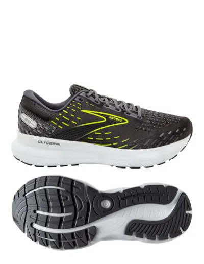 Shop Brooks Men's Glycerin 20 Running Shoes In Black/white/nightlife In Grey