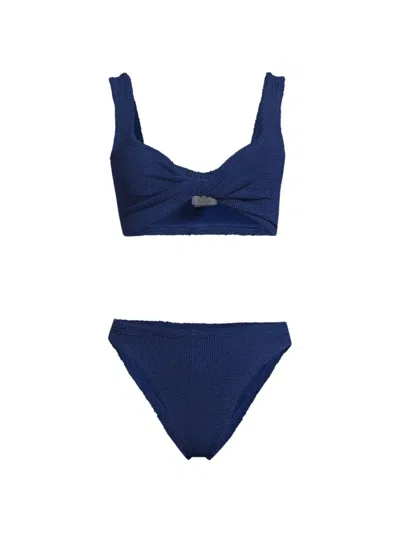 Shop Hunza G Women's Juno Twisted Two-piece Bikini Set In Navy